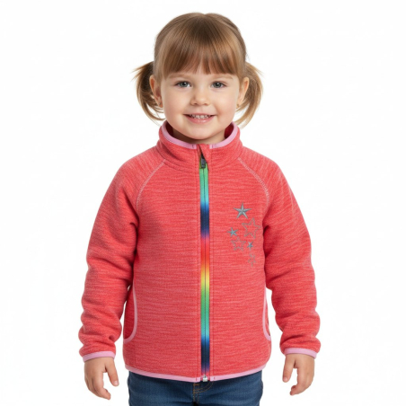 Dívčí fleecová mikina s duhovým zipem | Hřejivá s hvězdičkami