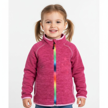 Dívčí fleecová mikina s duhovým zipem | Hřejivá s hvězdičkami