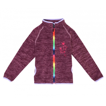 Dívčí fleecová mikina s duhovým zipem | Hřejivá s hvězdičkami