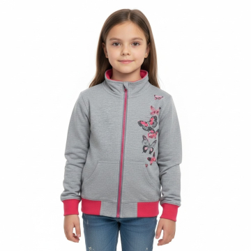 Dívčí tepláková mikina s motýlky | 100% bavlna, zip