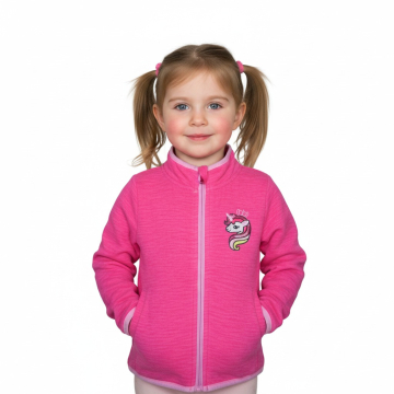 Dívčí fleecová mikina s koníčkem | Hřejivá melírovaná mikina pro holčičky