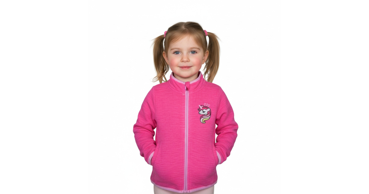 Dívčí fleecová mikina s koníčkem | Hřejivá melírovaná mikina pro holčičky