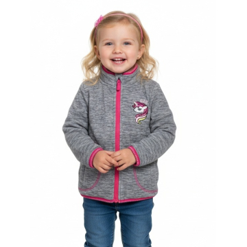 Dívčí fleecová mikina s koníčkem | Hřejivá melírovaná mikina pro holčičky