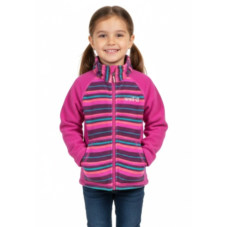 Dívčí mikina Wolf – proužek | Zip, stojáček, logo