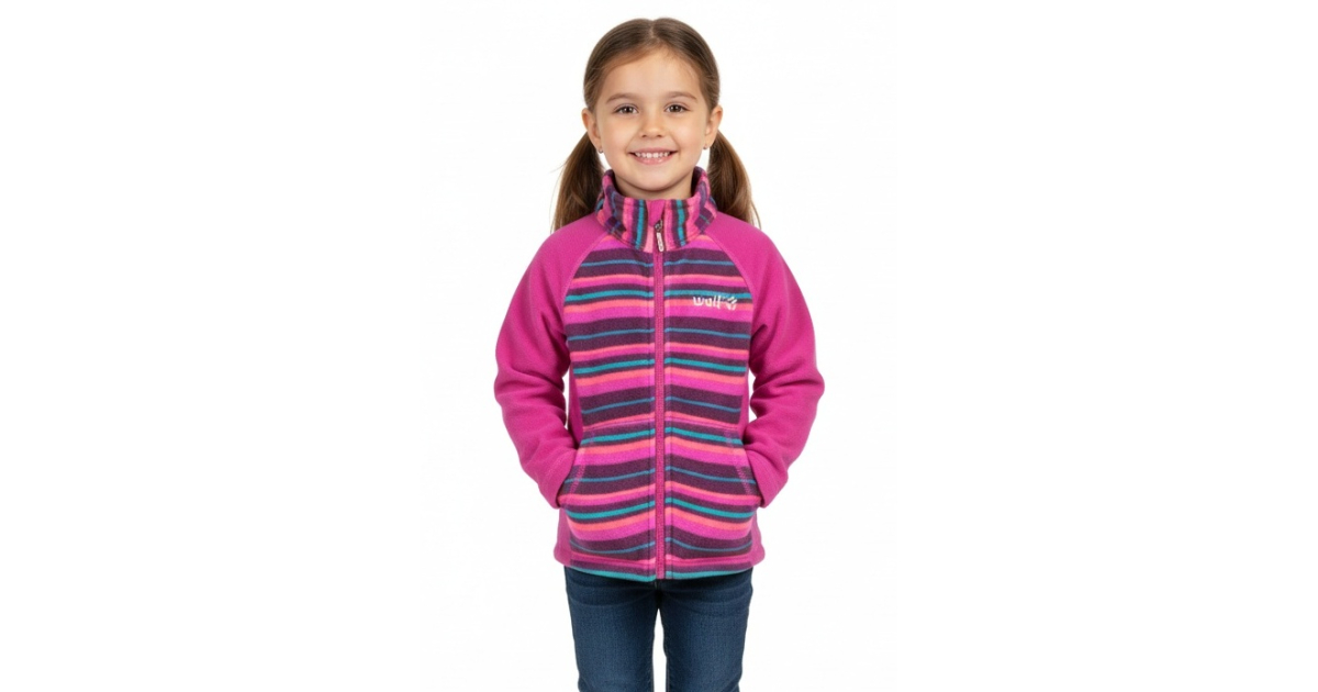 Dívčí mikina Wolf – proužek | Zip, stojáček, logo