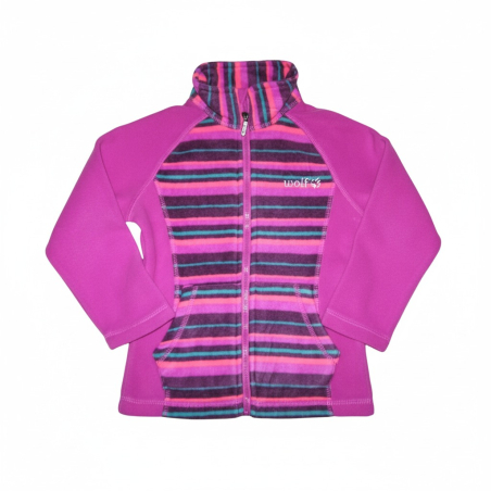 Dívčí mikina Wolf – proužek | Zip, stojáček, logo