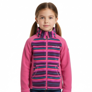 Dívčí mikina Wolf – proužek | Zip, stojáček, logo