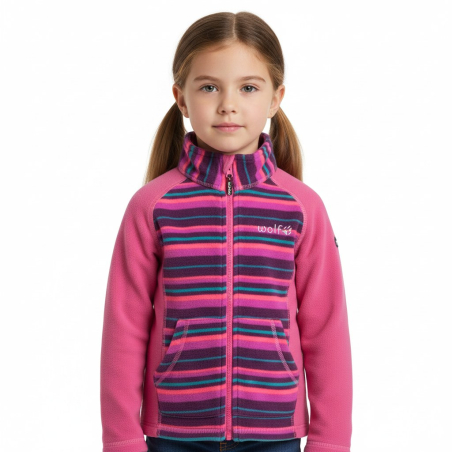 Dívčí mikina Wolf – proužek | Zip, stojáček, logo