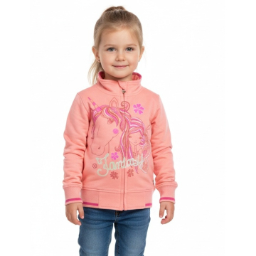 Dívčí tepláková mikina s jednorožcem | 100% bavlna, zip, třpytky