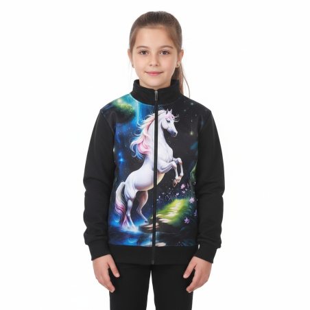 Zateplená mikina pro holčičky s motivem koníčka