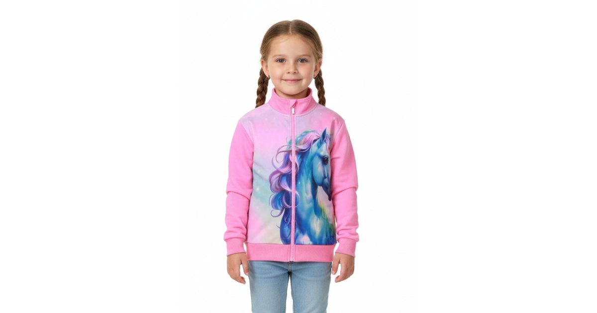 Zateplená mikina pro holčičky s motivem koníčka