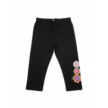 Dívčí 3/4 legíny bavlněné s kytičkami – pohodlné legínky s gumou v pase