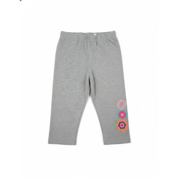 Dívčí 3/4 legíny bavlněné s kytičkami – pohodlné legínky s gumou v pase