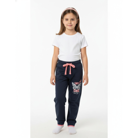 Dívčí tepláky s motýlkem | 100% bavlna | Pohodlné pro holky