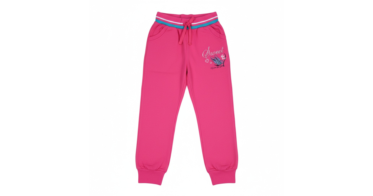 Dívčí bavlněné tepláky s motýlkem | Pohodlné tepláky pro holčičky