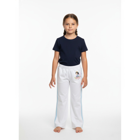 Dívčí tepláčky Sněhurka – bílé s třpytivými kamínky