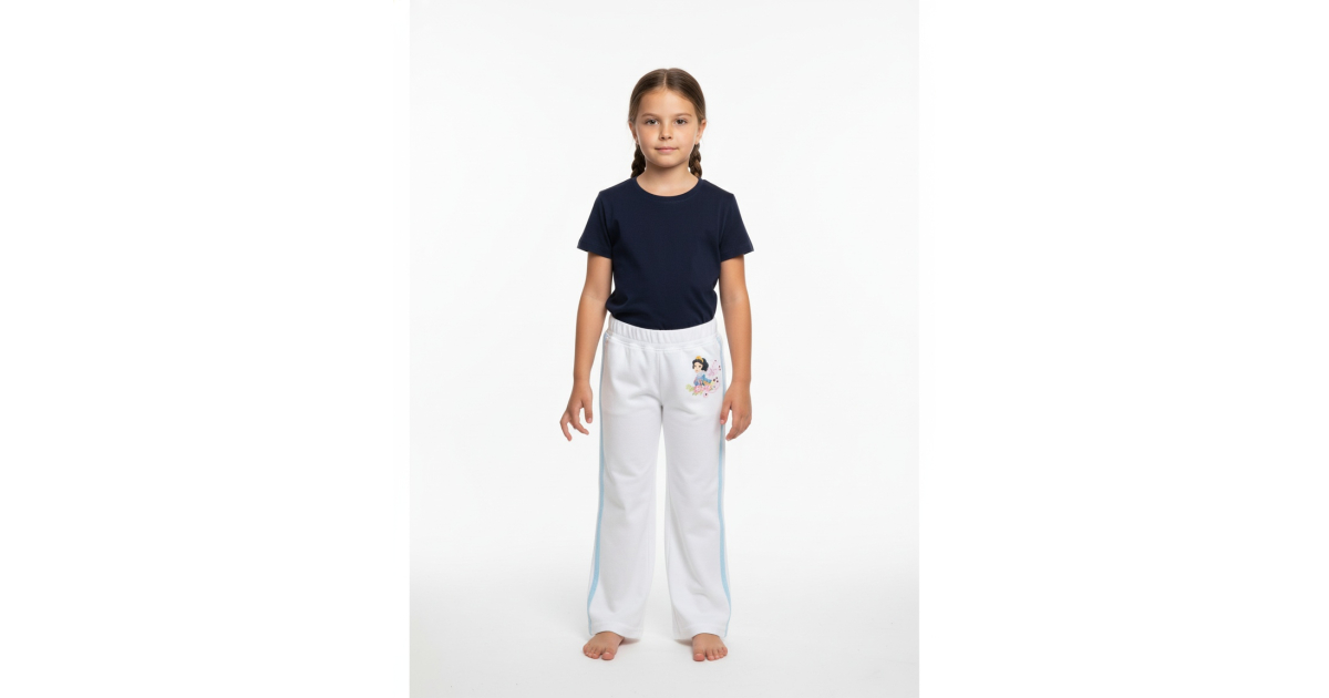 Dívčí tepláčky Sněhurka – bílé s třpytivými kamínky