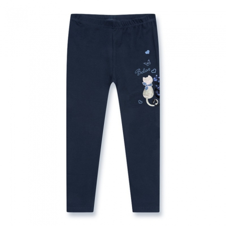 Dívčí legíny s kočičkou z flitrů | Bavlněné, s jemným chloupkem