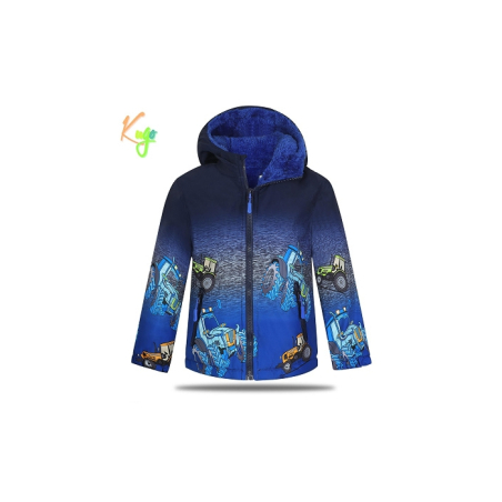 Chlapecká zimní bunda s kožíškem – motiv Traktory | Teplá
