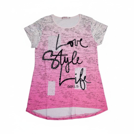 Dívčí letní tričko s nápisem zdobené Kugo sv.růžové