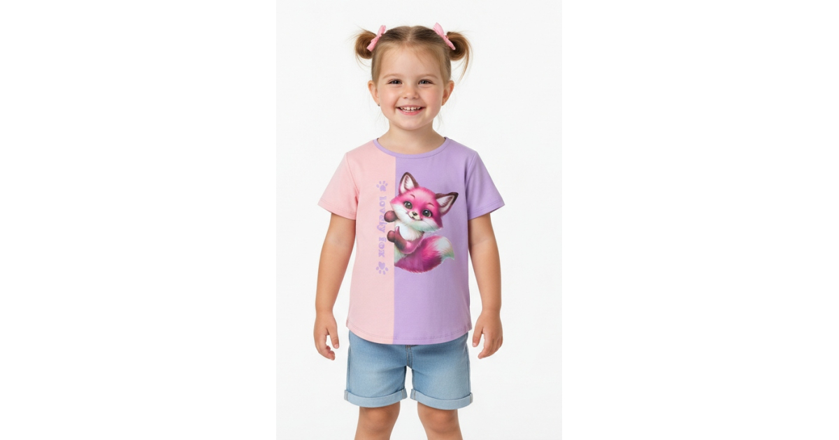 Dívčí letní tričko s liškou | Bavlněné, pohodlné | E-shop