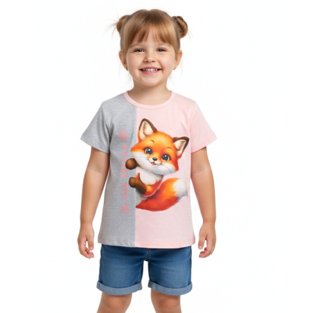 Dívčí letní tričko s liškou | Bavlněné, pohodlné | E-shop