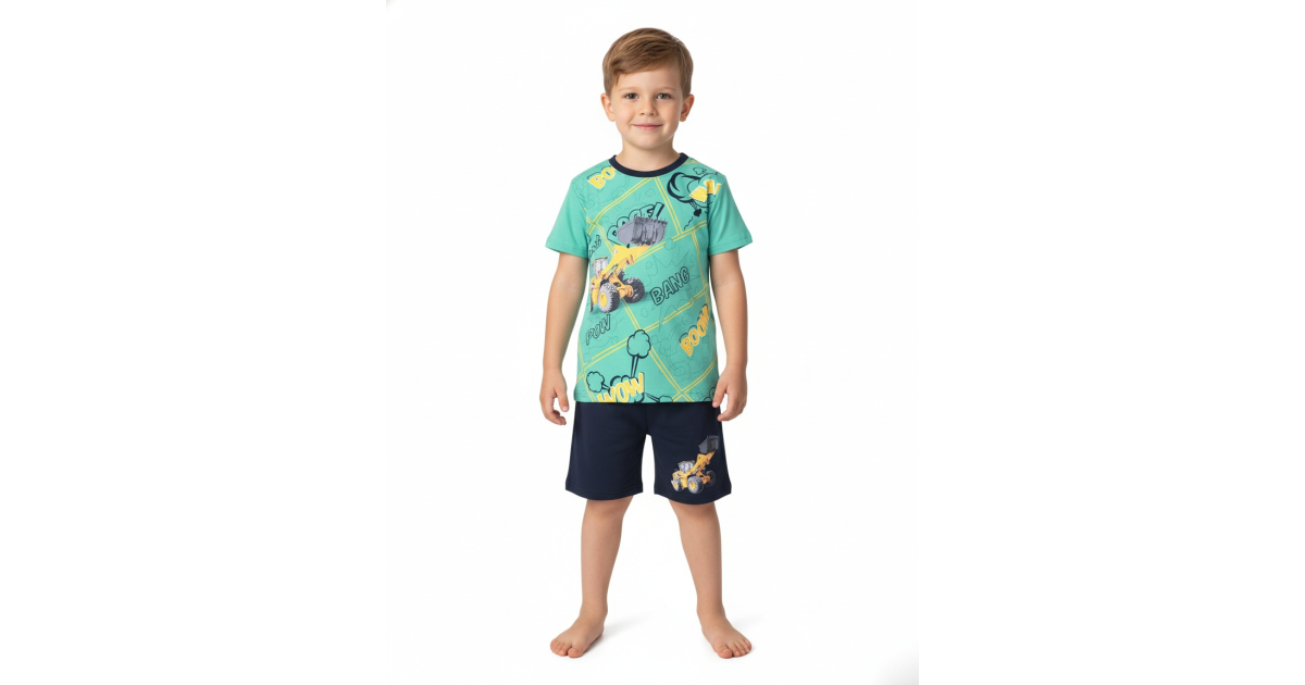 Chlapecké letní pyžamo Traktor Nakladač | Pohodlí pro malé kluky