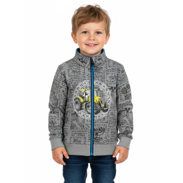 Chlapecká mikina s traktorem | Bavlněná, zip, komiksový vzor