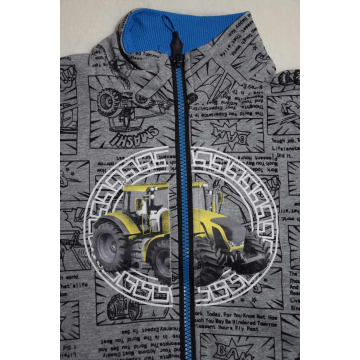 Chlapecká mikina s traktorem | Bavlněná, zip, komiksový vzor
