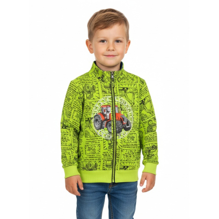 Chlapecká mikina s traktorem | Bavlněná, zip, komiksový vzor