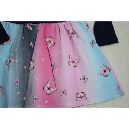 Dívčí šaty s dlouhým rukávem – duhové barvy s motýlky 🦋