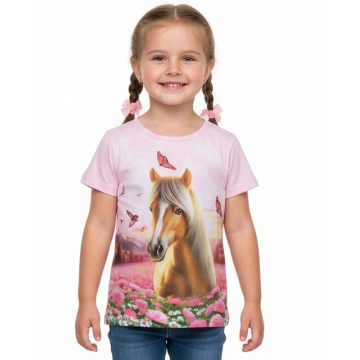 Dívčí letní tričko s koníkem | Bavlna | Pohodlné
