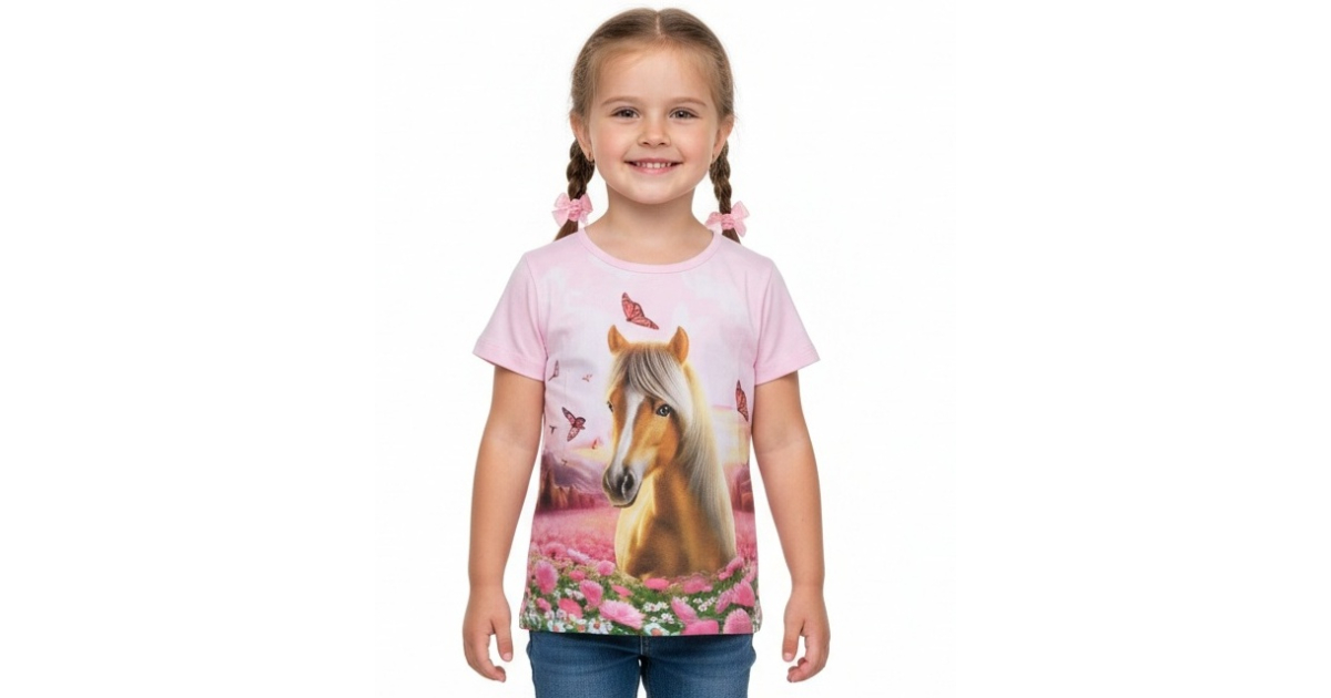 Dívčí letní tričko s koníkem | Bavlna | Pohodlné