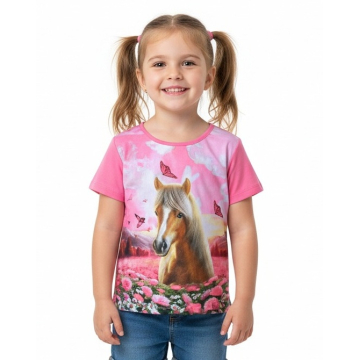 Dívčí letní tričko s koníkem | Bavlna | Pohodlné