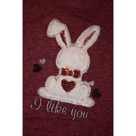 Triko tunika svetřík zajíček s flitry - vínová