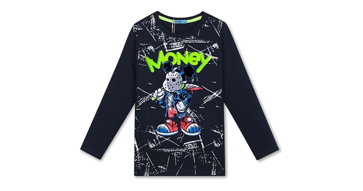 Chlapecké tričko dlouhý rukáv myšák Kugo - černé