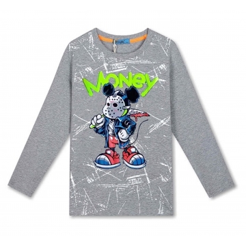 Chlapecké tričko dlouhý rukáv myšák Kugo šedé