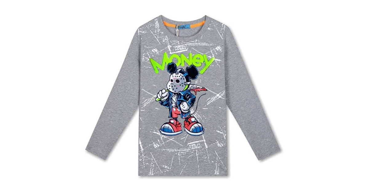 Chlapecké tričko dlouhý rukáv myšák Kugo šedé