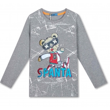 Chlapecké triko dlouhý rukáv medvěd Kugo - šedé