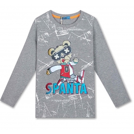 Chlapecké triko dlouhý rukáv medvěd Kugo - šedé