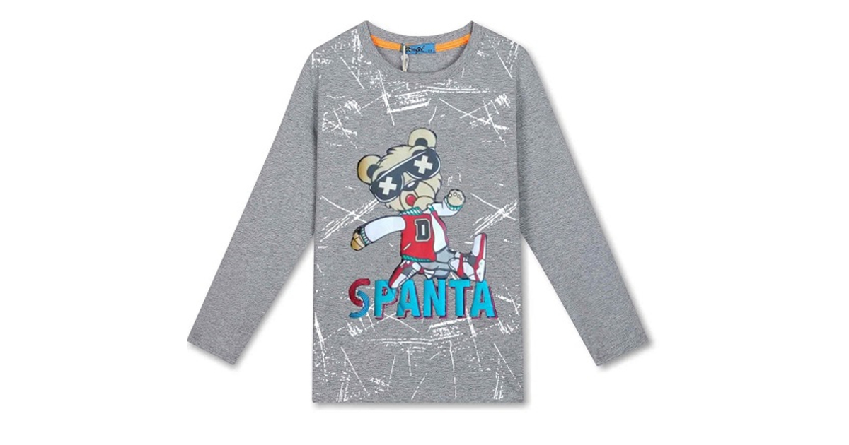 Chlapecké triko dlouhý rukáv medvěd Kugo - šedé