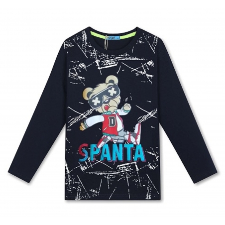 Chlapecké triko dlouhý rukáv  medvěd Kugo - černé