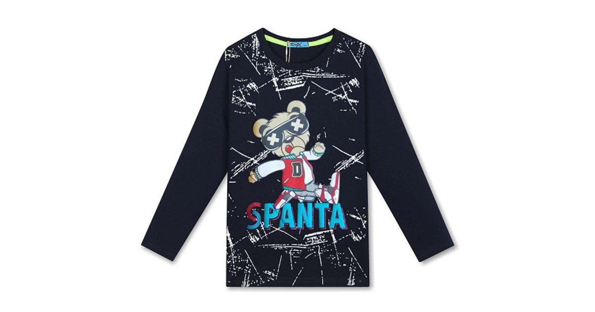 Chlapecké triko dlouhý rukáv  medvěd Kugo - černé