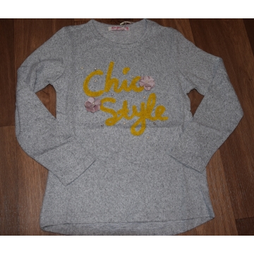 Tričko úplet - svetřík Kugo dlouhý rukáv  šedá /melír