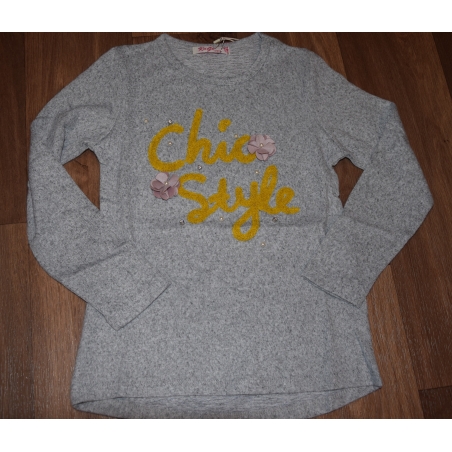 Tričko úplet - svetřík Kugo dlouhý rukáv  šedá /melír