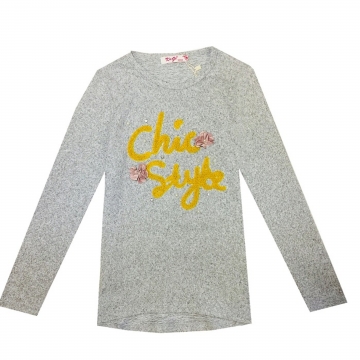 Tričko úplet - svetřík Kugo dlouhý rukáv  šedá /melír