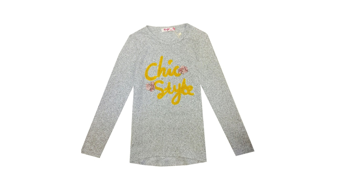 Tričko úplet - svetřík Kugo dlouhý rukáv  šedá /melír