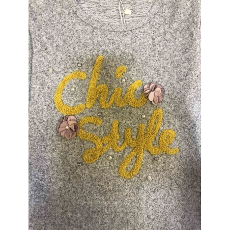 Tričko úplet - svetřík Kugo dlouhý rukáv  šedá /melír