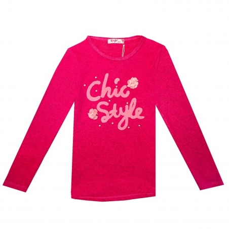 Tričko úplet - svetřík Kugo dlouhý rukáv tm.růžová