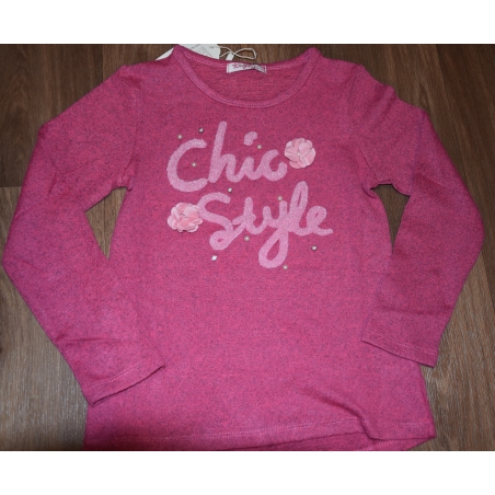 Tričko úplet - svetřík Kugo dlouhý rukáv tm.růžová